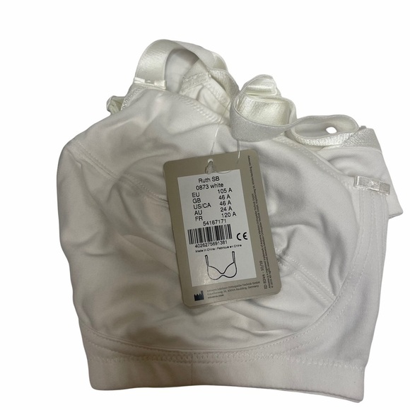 Amoena Ruth Cotton Bra 46A White Wireless Post Surgery Comfort Essential - Picture 3 of 5